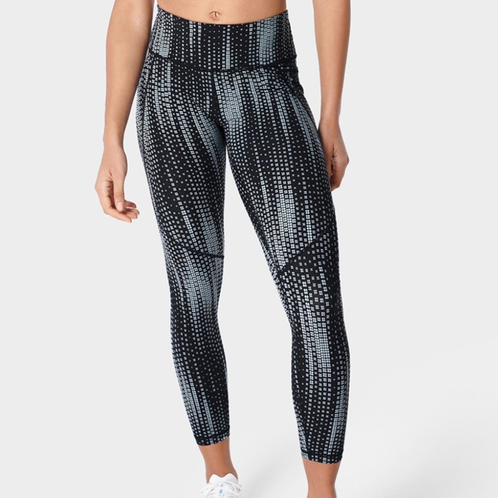 {SWEATY BETTY} Blue SB Fade Print Power 7/8 Workout Leggings